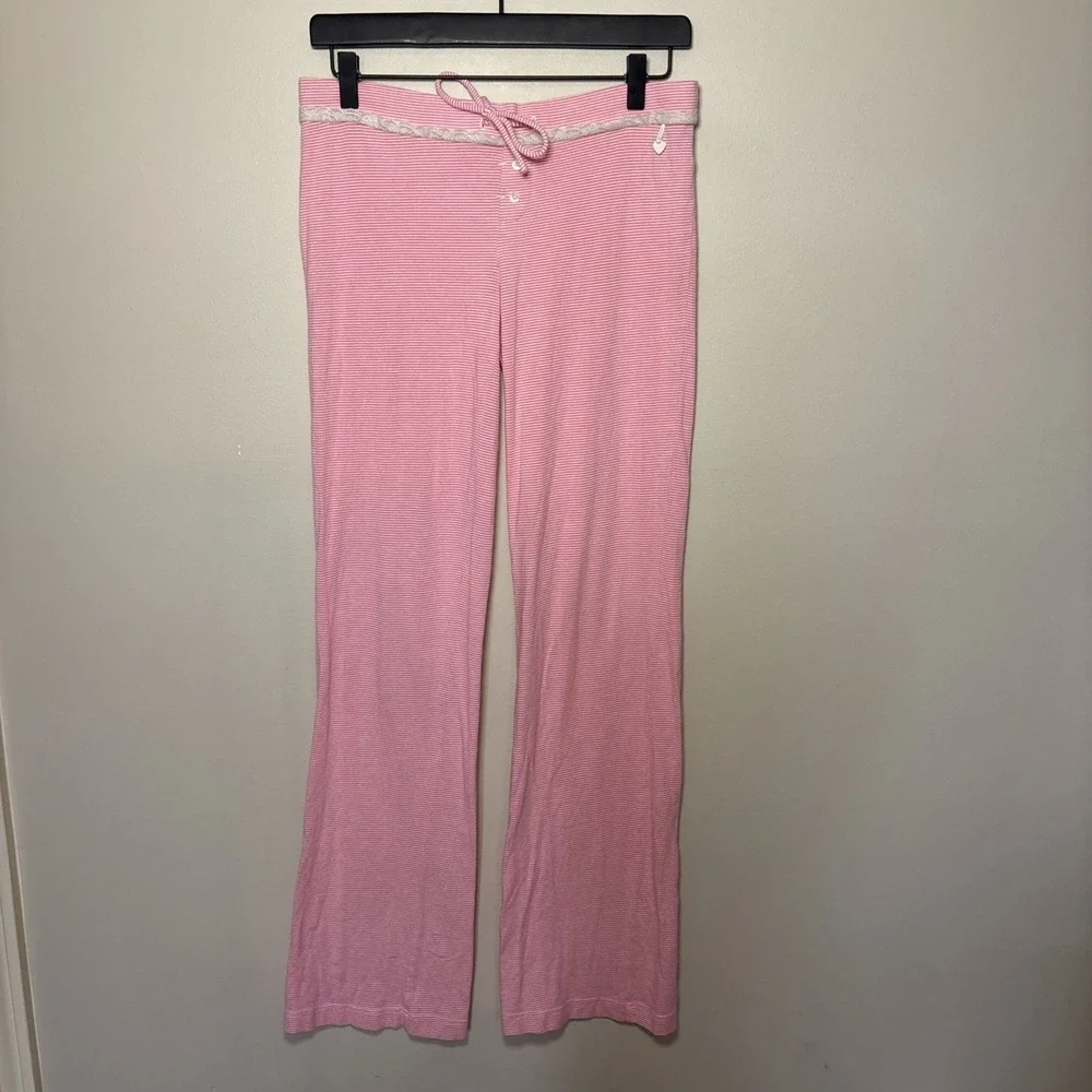 Juicy Couture 3-Piece Pajama Loungewear Set Shirt Shorts Pants Lace Trim Small - Picture 8 of 11